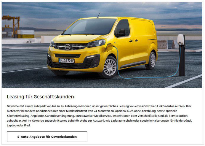 Im Bild ist ein Button nach der Optimierung für e Leasing bei Opel zu sehen