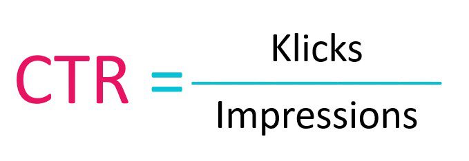 Zu sehen ist die Formel für die CTR Berechnung: CTR = Klicks / Impressions